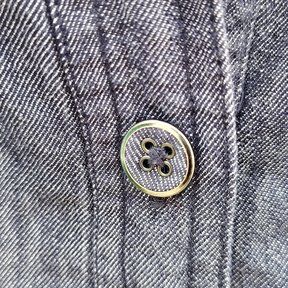 Denim Button-Up Ruffle Collar Shacket - Picture 4 of 8